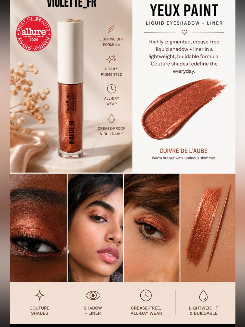 Violette_Fr Cuivre de l’Aube Yeux Paint Liquid Eyeshadow + Liner — Copper Bronze